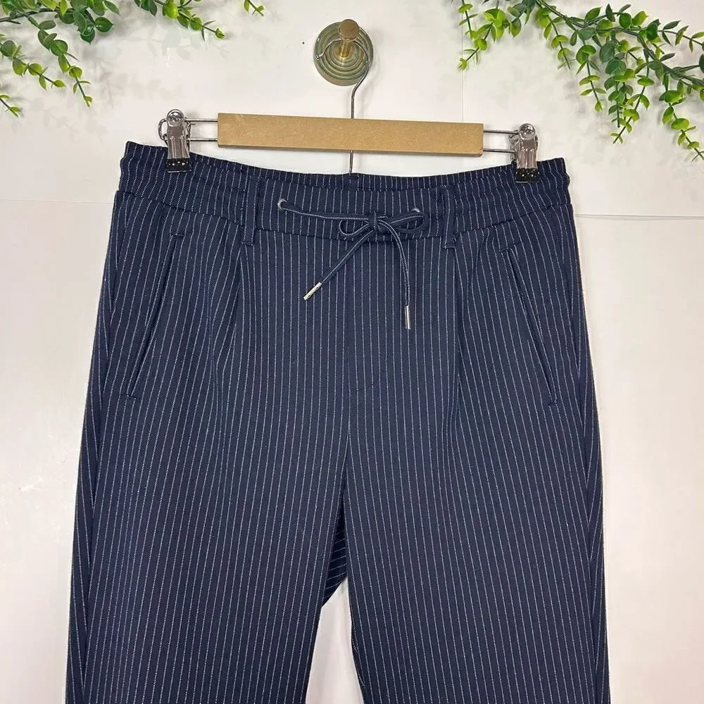 Jack & Jones Pants men’s Size 30 Navy Blue White Tapered Vega Pinstripe Trouser